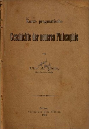 Kurze pragmatische Geschichte der neueren Philosophie