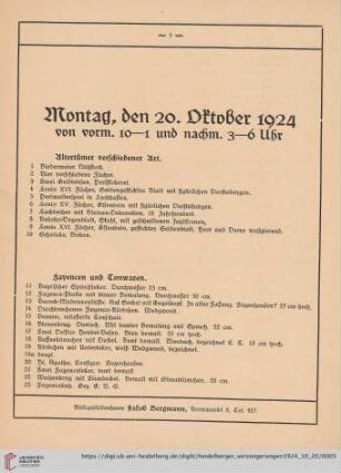 Fayencen und Tonwaren (Nr. 11 - 25)
