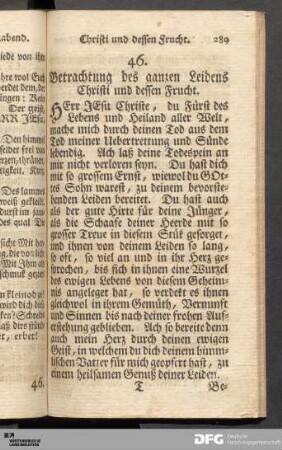 Betrachtung des ganzen Leidens Christi und dessen Frucht.