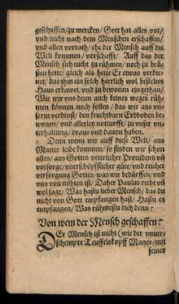 Von wem der Mensch geschaffen?