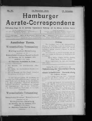 No. 50. 14. Dezember 1913. 16. Jahrgang.
