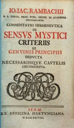 De sensus mystici criteriis