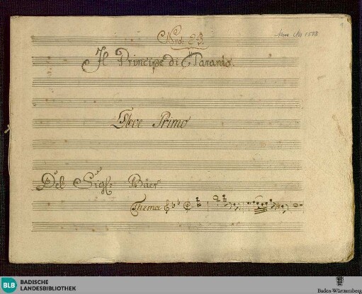 Il Principe di Taranto. Excerpts - Don Mus.Ms. 1508 : winds; PaWV 17