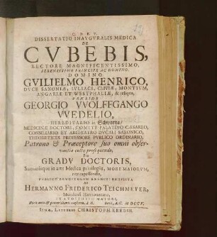Dissertatio Inavgvralis Medica De Cvbebis