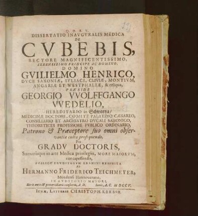 Dissertatio Inavgvralis Medica De Cvbebis