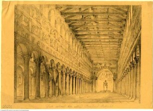 Rom, S. Paolo fuori le mura, Inneres im Zustand vor 1823, Kreidelithografie
