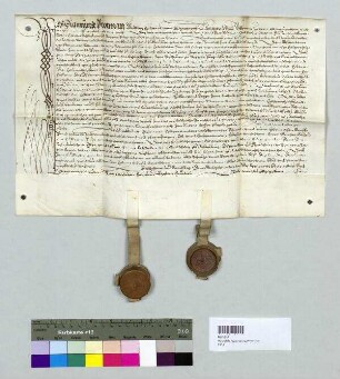 Sigmund Protman, Müller zu Atting, und seine Frau Margarethe verkaufen an Wolfgang Schmidt, Sohn des Veit Schmidt zu Atting, ihr Erbrecht auf der Mühle zu Atting. S1: Bischof von Regensburg,. S2: Hans Christoph von Berliching zu Geltofing, Oberrichter zu Straubing