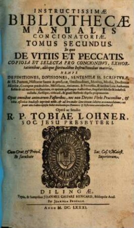Instructissima bibliotheca manualis concionatoria. 2, De vitiis et peccatis