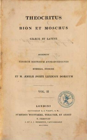 Theocritus, Bion et Moschus : graece et latine, 2