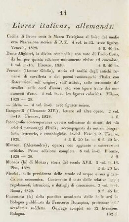 Livres italiens, allemands