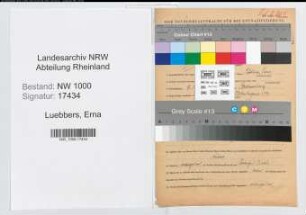 Entnazifizierung Erna Luebbers, geb. 09.11.1888 (Gastwirtin)