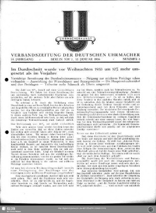Im Durchschnitt wurde vor Weihnachten 1933 um 10% mehr umgesetzt als im Vorjahre