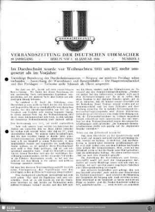 Im Durchschnitt wurde vor Weihnachten 1933 um 10% mehr umgesetzt als im Vorjahre