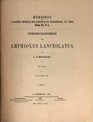 Entwickelungsgeschichte des Amphioxus lanceolatus