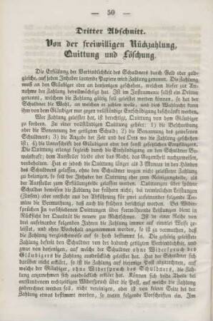 Dritter Abschnitt. Von der freiwilligen Rückzahlung, Quittung und Löschung.