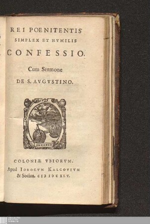 Rei Poenitentis Simplex Et Hvmilis Confessio