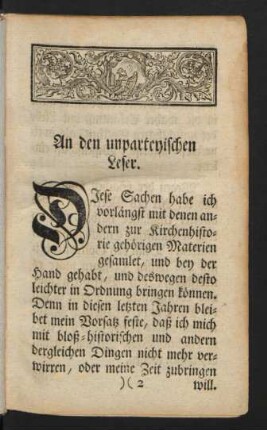 An den unparteyischen Leser.