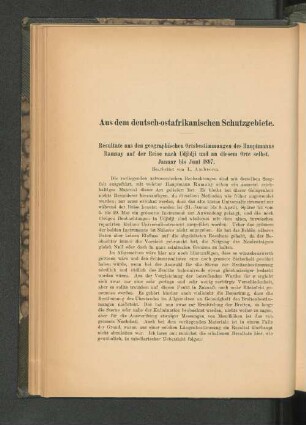 Resultate aus den geographischen Ortsbestimmungen des Hauptmanns Ramsay auf der Reise nach Udjidji und an diesem Orte selbst. Januar bis Juni 1897.
