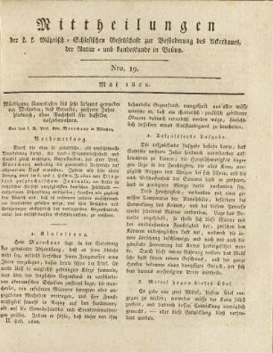 19.1822: Mittheilungen. Nro. 19. Mai 1822.