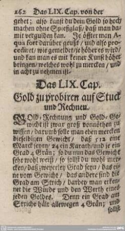 Das LIX. Cap. Gold zu probiren auf Stuck und Rechnen.