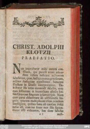 Christ. Adolphi Klotzii Praefatio.