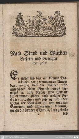 Nach Stand und Würden Geehrter und Geneigter lieber Leser!
