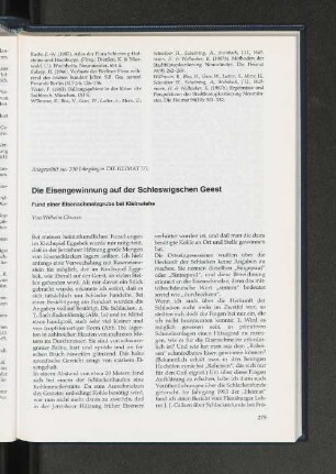 Die Eisengewinnung auf der Schleswigschen Geest