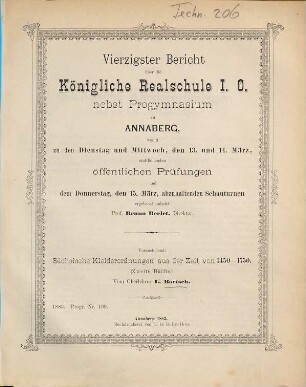 Bericht über die Königliche Realschule I.O. nebst Progymnasium zu Annaberg : womit zu den ... stattfindenden öffentlichen Prüfungen ... ergebenst einladet. 1882/83 = 40