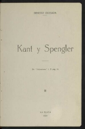 Kant y Spengler