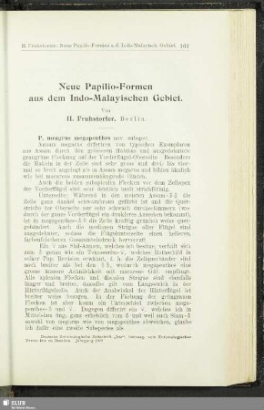 Neue Papilio-Formen aus dem Indo-Malayischen Gebiet