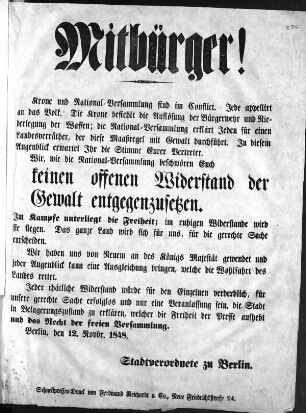 Mitbürger! Krone und National=Versammlung sind im Conflict. (Sammlung Friedlaender)