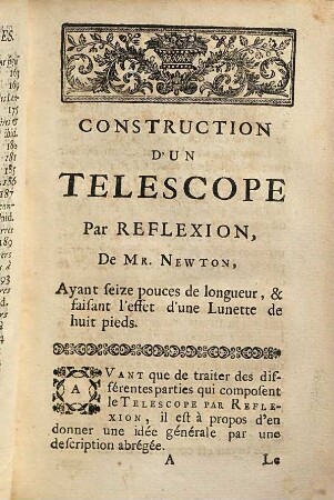 Construction d'un Telescope par reflexion