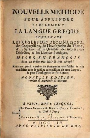 Nouvelle Methode pour appendre facilement la langue grecque
