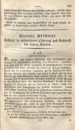 Vierter Abschnitt. Fechtart in ausgedehnter Ordnung und Gebrauch des dritten Gliedes.