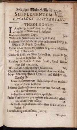 Suppl. 7: Leipziger Michael-Messe 1720