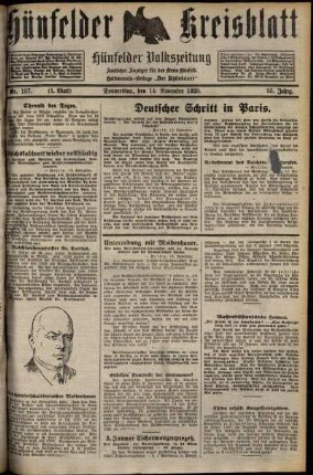Erste Ausgabe vom Donnerstag, den 14. November 1929.