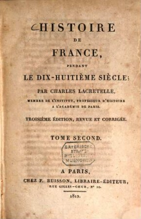 Histoire de France, pendant le dix-huitième siècle, 2