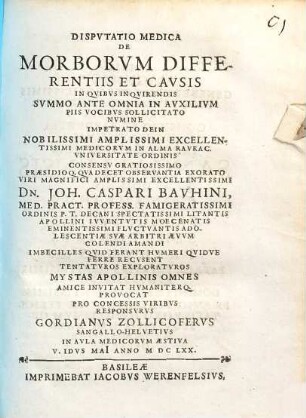 Disputatio Medica De Morborum Differentiis Et Causis ...