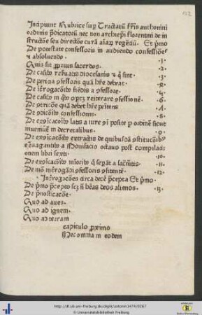 Incipiunt Rubrice Tractatum fratris anthonini ordinis predicatorum.