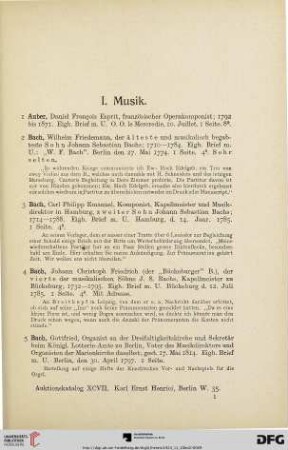 I. Musik (Nr. 1-217)