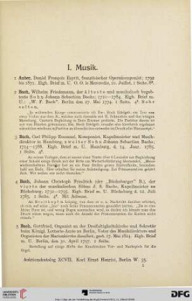 I. Musik (Nr. 1-217)