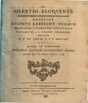 De Silentio Eloqvente
