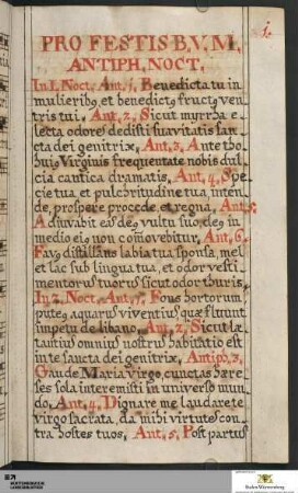 Pro festis beatae Mariae virginis