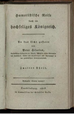 Theil 2: Humoristische Reise durch ein hochseliges Königreich. Theil 2