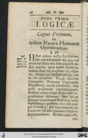 Cap. I. De tribus Mentis Humanae Operationibus.
