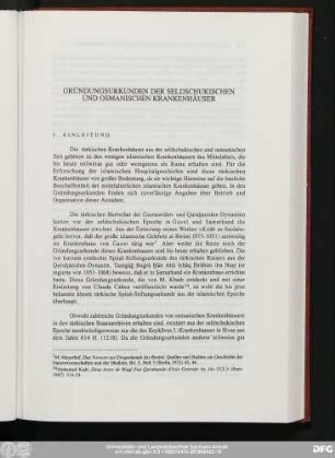 Gründungsurkunden Der Seldschukischen Und Osmanischen Krankenhäuser