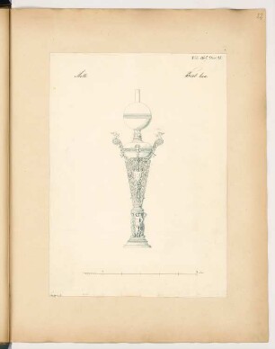 Petroleumlampe Monatskonkurrenz Juli 1869: Ansicht; Maßstabsleiste