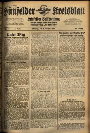 Erste Ausgabe vom Montag, den 05. August 1935.