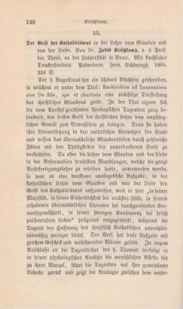 148-149 [Rezension] Kirschkamp, Jakob, Der Geist des Katholicismus in der Lehre vom Glauben und von der Kirche