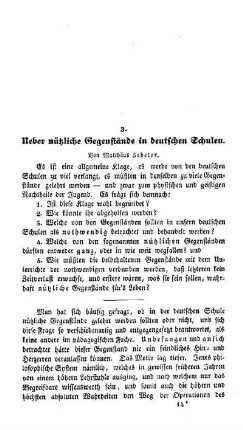 Ueber nützliche Gegenstände in deutschen Schulen